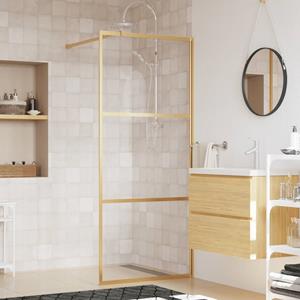 VidaXL Inloopdouchewand transparant 80x195 cm ESG-glas goudkleurig