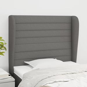 VidaXL Hoofdbord met randen 83x23x118/128 cm stof donkergrijs
