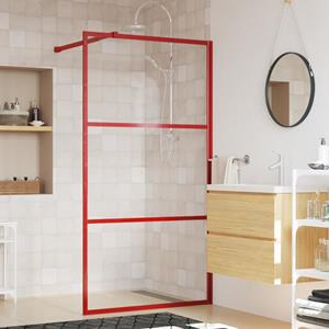 VidaXL Inloopdouchewand transparant 115x195 cm ESG-glas rood 8720845941895