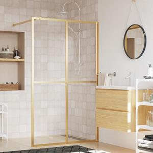 VidaXL Inloopdouchewand transparant 118x195 cm ESG-glas goudkleurig