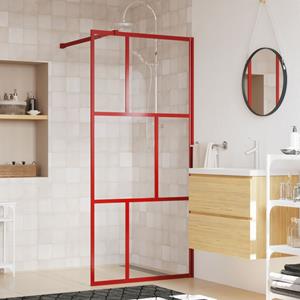 VidaXL Inloopdouchewand transparant 90x195 cm ESG-glas rood