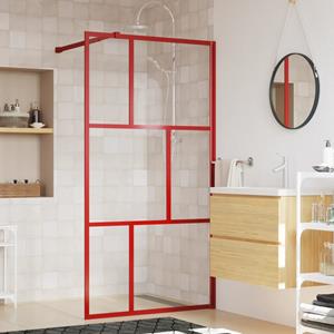 VidaXL Inloopdouchewand transparant 100x195 cm ESG-glas rood