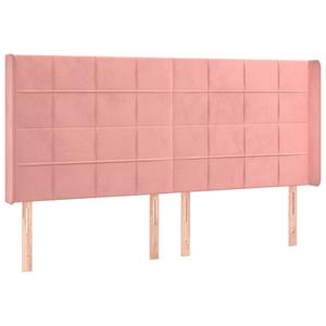 vidaxl Hoofdbord LED 183x16x118/128 cm fluweel roze