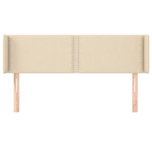 vidaXL Hoofdbord met randen 147x16x78/88 cm stof crèmekleurig