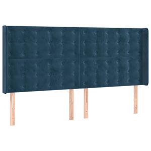 vidaXL Hoofdbord LED 163x16x118/128 cm fluweel donkerblauw