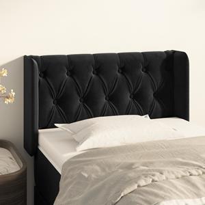 VidaXL Hoofdbord met randen 83x16x78/88 cm fluweel zwart