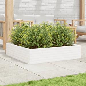 VidaXL Plantenbak 100x100x23 cm massief grenenhout wit