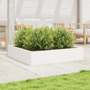 VidaXL Plantenbak 110x110x23 cm massief grenenhout wit