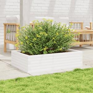 VidaXL Plantenbak 90x60x23 cm massief grenenhout wit