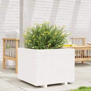 VidaXL Plantenbak 60x60x49,5 cm massief grenenhout wit