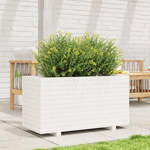 VidaXL Plantenbak 90x40x49,5 cm massief grenenhout wit