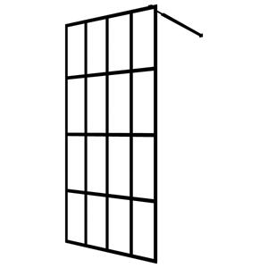 vidaXL Inloopdouchewand met schap 80x195 cm ESG-Glas aluminium zwart