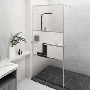VidaXL Inloopdouchewand met schap 90x195 cm ESG-glas aluminium chroom