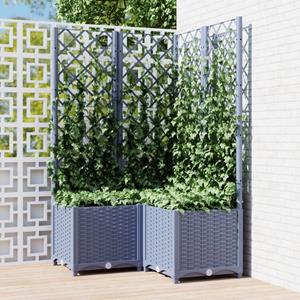 VidaXL Plantenbak met latwerk 80x80x136 cm polypropeen donkergrijs
