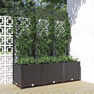 VidaXL Plantenbak met latwerk 120x40x136 cm polypropeen zwart