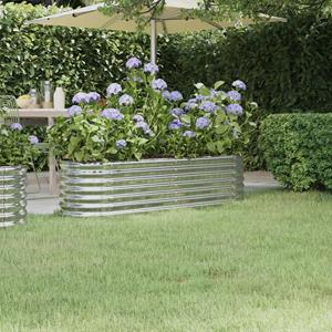 VidaXL Plantenbak 152x40x36 cm gepoedercoat staal zilverkleurig
