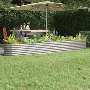 VidaXL Plantenbak 332x40x36 cm gepoedercoat staal zilverkleurig