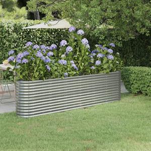 VidaXL Plantenbak 260x40x68 cm gepoedercoat staal zilverkleurig