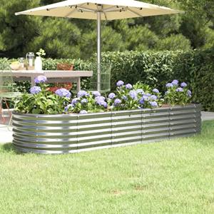 VidaXL Plantenbak 224x80x36 cm gepoedercoat staal zilverkleurig