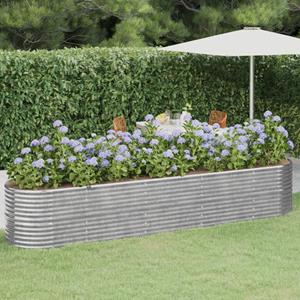 VidaXL Plantenbak 368x80x68 cm gepoedercoat staal zilverkleurig