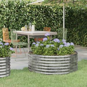 VidaXL Plantenbak 100x100x36 cm gepoedercoat staal zilverkleurig