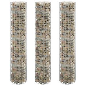 VidaXL Gabion plantenbakken 3 st rond verhoogd Ø30x150 cm staal