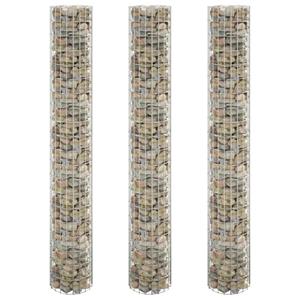 VidaXL Gabion plantenbakken 3 st rond verhoogd Ø30x200 cm staal