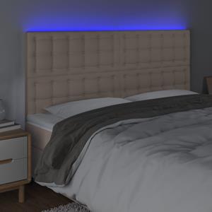 vidaXL Hoofdbord LED 160x5x118/128 cm kunstleer cappuccinokleurig