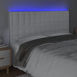 vidaXL Hoofdbord LED 180x5x118/128 cm kunstleer wit