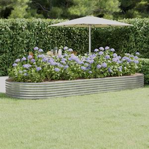 VidaXL Plantenbak 373x140x36 cm gepoedercoat staal zilverkleurig