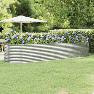 VidaXL Plantenbak 396x100x68 cm gepoedercoat staal zilverkleurig