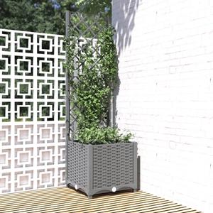 VidaXL Plantenbak met latwerk 40x40x136 cm polypropeen lichtgrijs