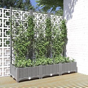 VidaXL Plantenbak met latwerk 120x40x121,5 cm polypropeen lichtgrijs