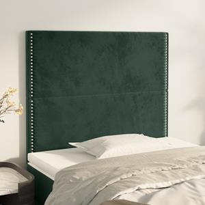 VidaXL Hoofdborden 2 st 100x5x78/88 cm fluweel donkergroen