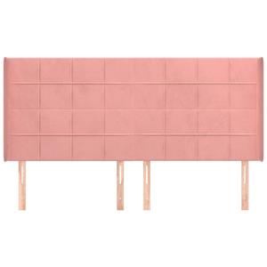 vidaxl Hoofdbord met randen 183x16x118/128 cm fluweel roze