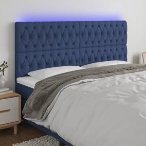 VidaXL Hoofdbord LED 200x7x118/128 cm stof blauw