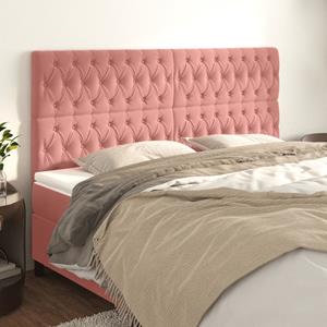 VidaXL Hoofdborden 4 st 90x7x78/88 cm fluweel roze