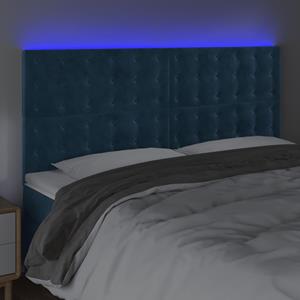 vidaXL Hoofdbord LED 160x5x118/128 cm fluweel donkerblauw