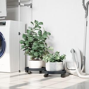 VidaXL Plantentrolleys 2 st met wielen ø34 cm 35 kg grijs