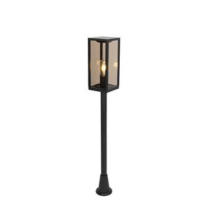 QAZQA Staande buitenlamp zwart met smoke 100 cm IP44 - Charlois