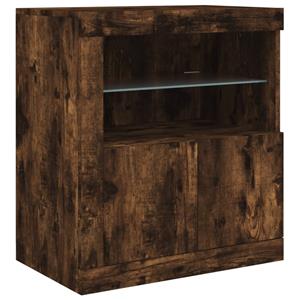 vidaXL Dressoir met LED-verlichting 60,5x37x67 cm gerookt eikenkleur