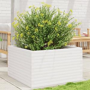 VidaXL Plantenbak 80x80x46 cm massief grenenhout wit