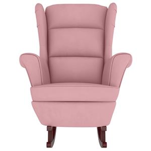 vidaXL Schommelstoel met massief rubberwood poten fluweel roze