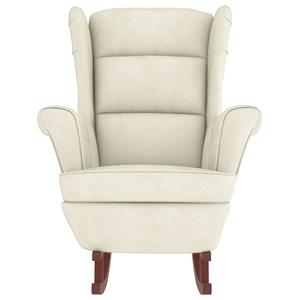 vidaXL Schommelstoel met massief rubberwood poten fluweel crèmekleurig