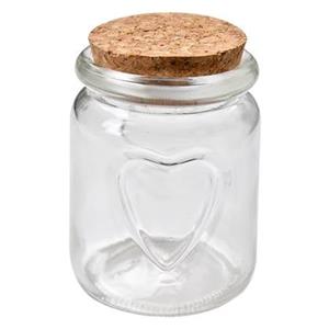Clayre & Eef Voorraadpot Ø 6x8 cm Transparant Glas Hartjes
