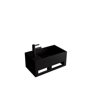 Boss & Wessing Fonteinset BWS Solid Surface Met Handdoekhouder Links Zwart Mat Zwart
