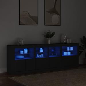 vidaXL Dressoir met LED-verlichting 202x37x67 cm zwart