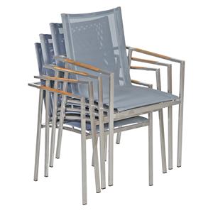 Casaria Tuinstoel Monza set van 4 grijs stapelbaar
