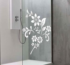 Tenstickers Douchewand sticker bloemenontwerp