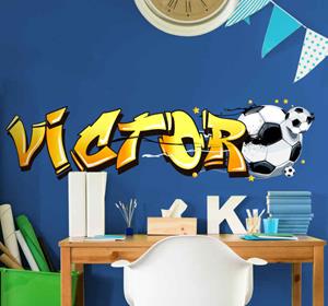 Tenstickers Muursticker kinderkamer 3d naam voetbal